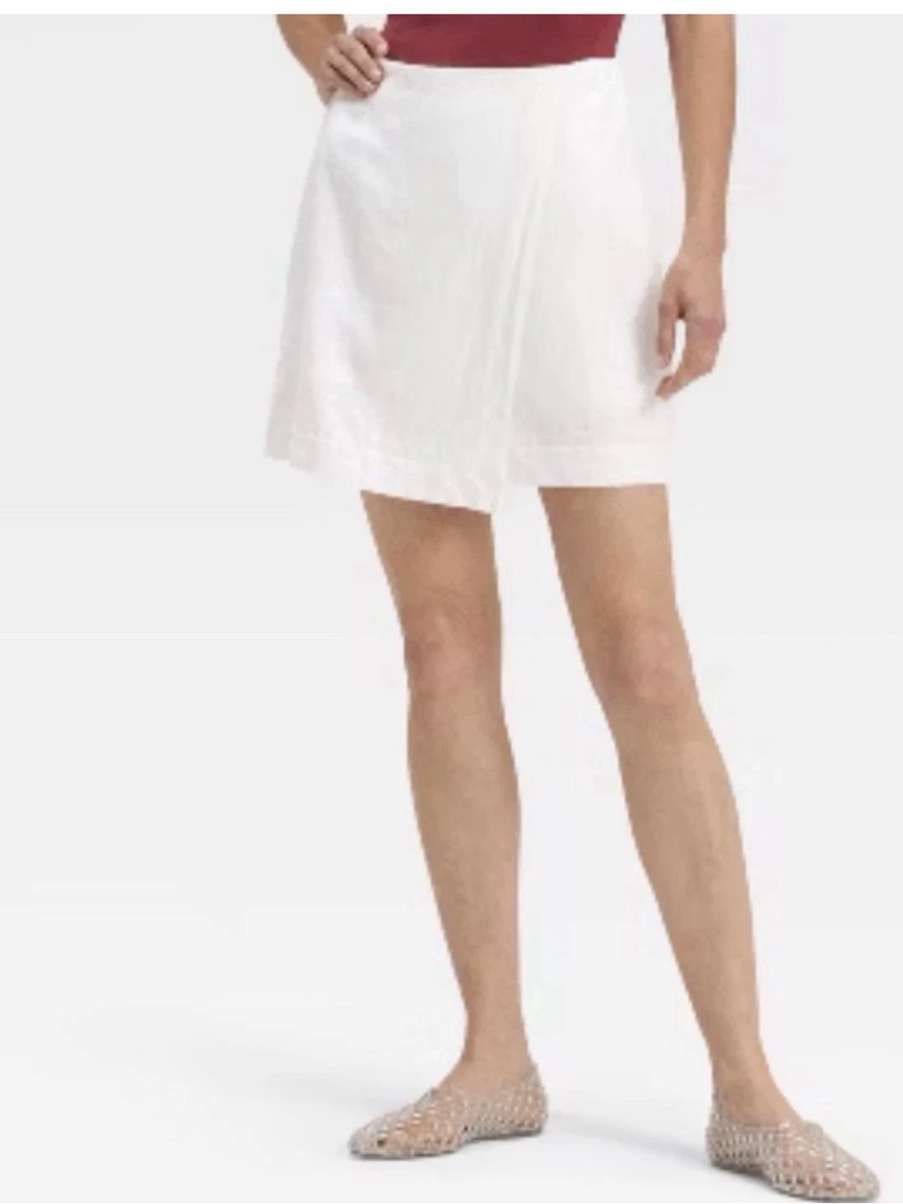 Women's Linen Blend Skort - A New Day / White /